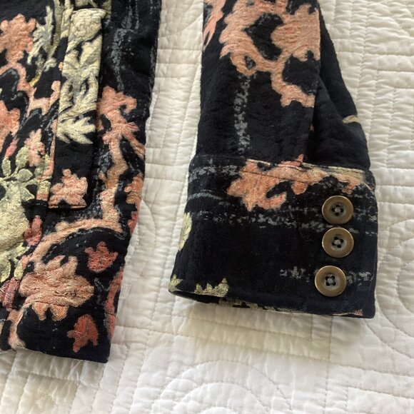 Citron Santa Monica Womens Black Floral Button-Up Jacket Size M - Picture 9 of 16